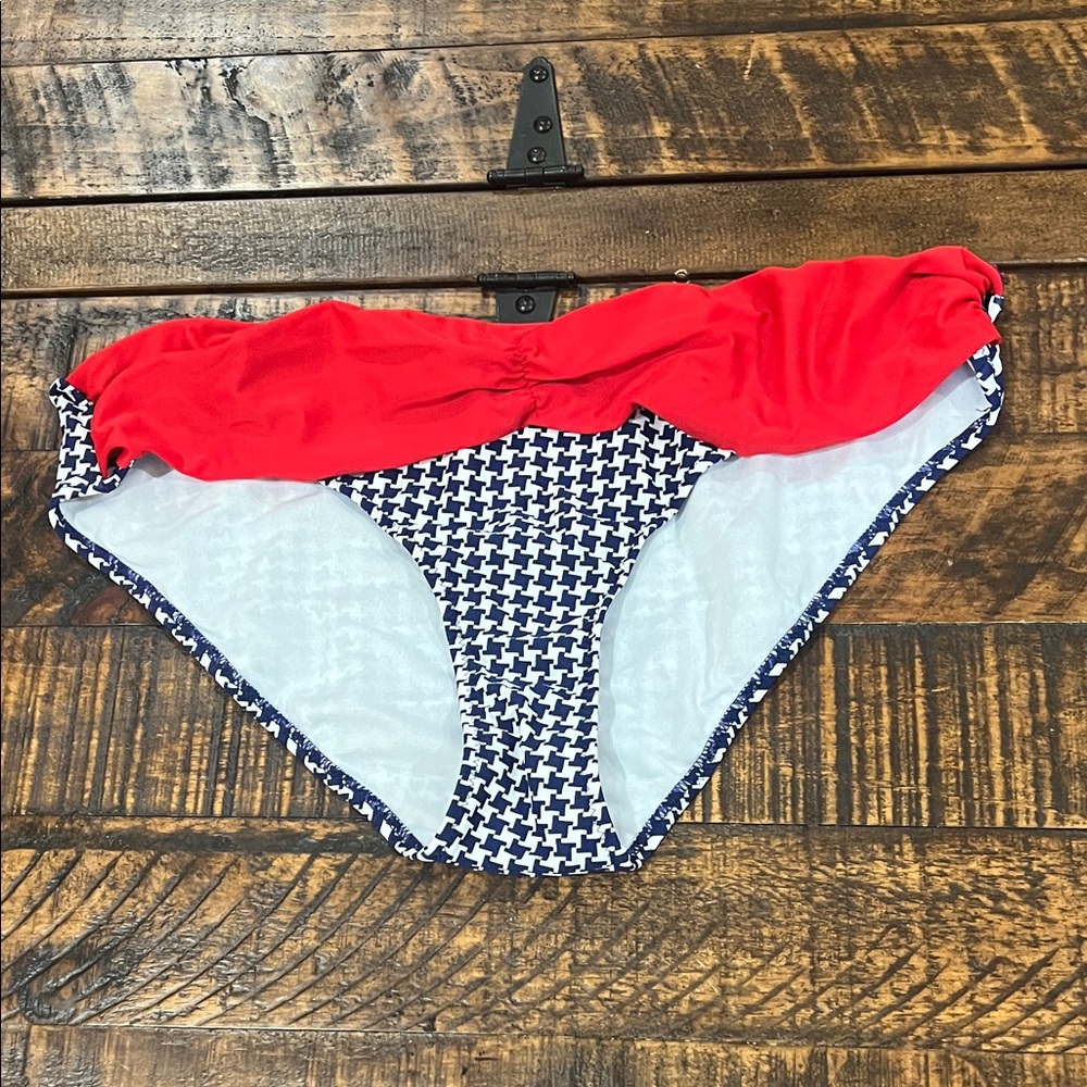 Red and Blue Patterned Bikini Bottom - Picture 7 of 10